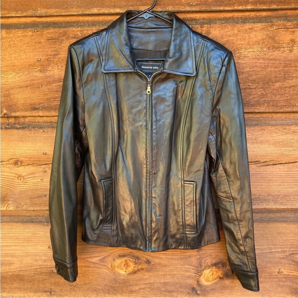 Vakko Elements Designer Vintage Black Leather Jacket - Picture 3 of 14
